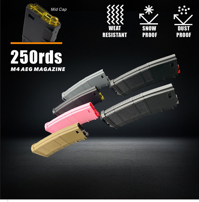 Polymer 250rds Mid Cap Magazine for Airsoft M4 AEG